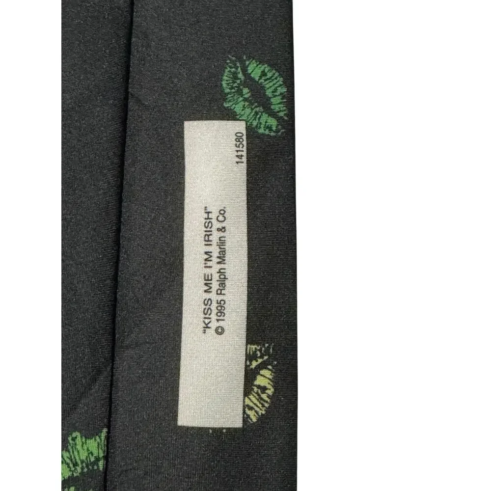 Ralph Marlin Kiss Me I’m Irish Lipstick Kiss 1995 Vintage Necktie Polyester